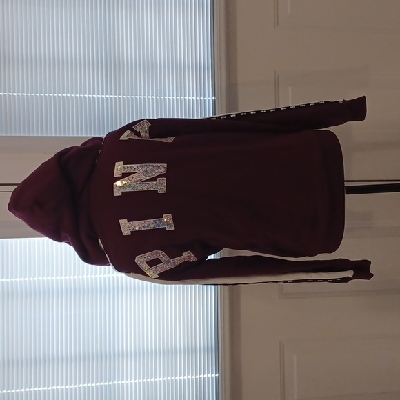 4/$80 Burgundy Zippered Hoodie - Size XS (Fits More Like Small/Medium) - Picture 8 of 12